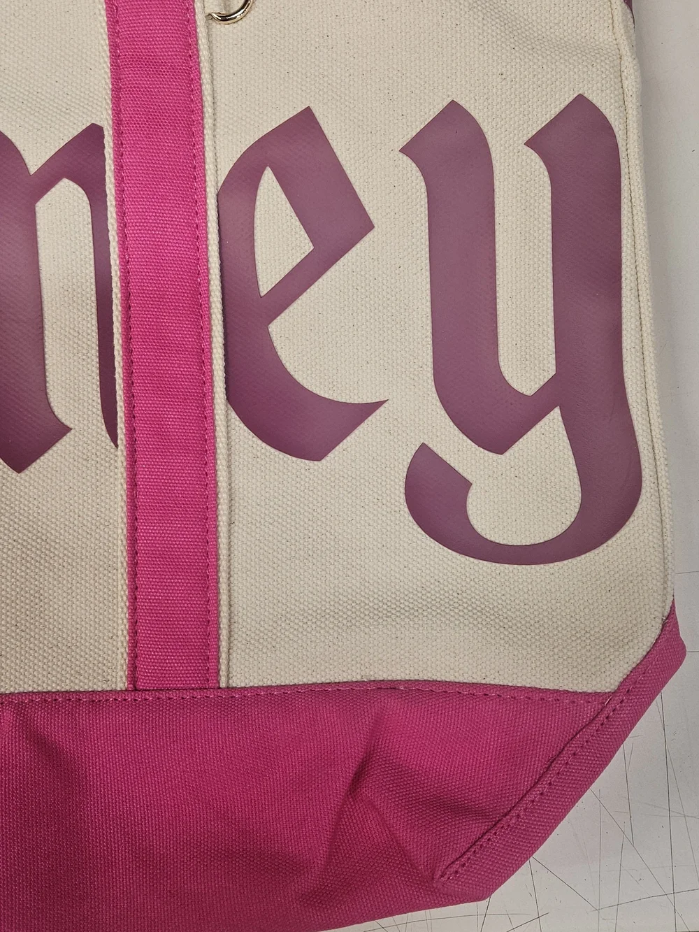 Pink Canvas Tote Bag with Logo Detail